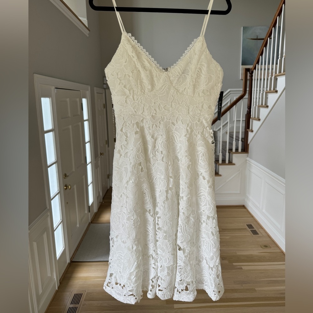 Lulu’s Nora Lee White Sleeveless Lace Midi Dress With Pockets - Picture 4 of 12